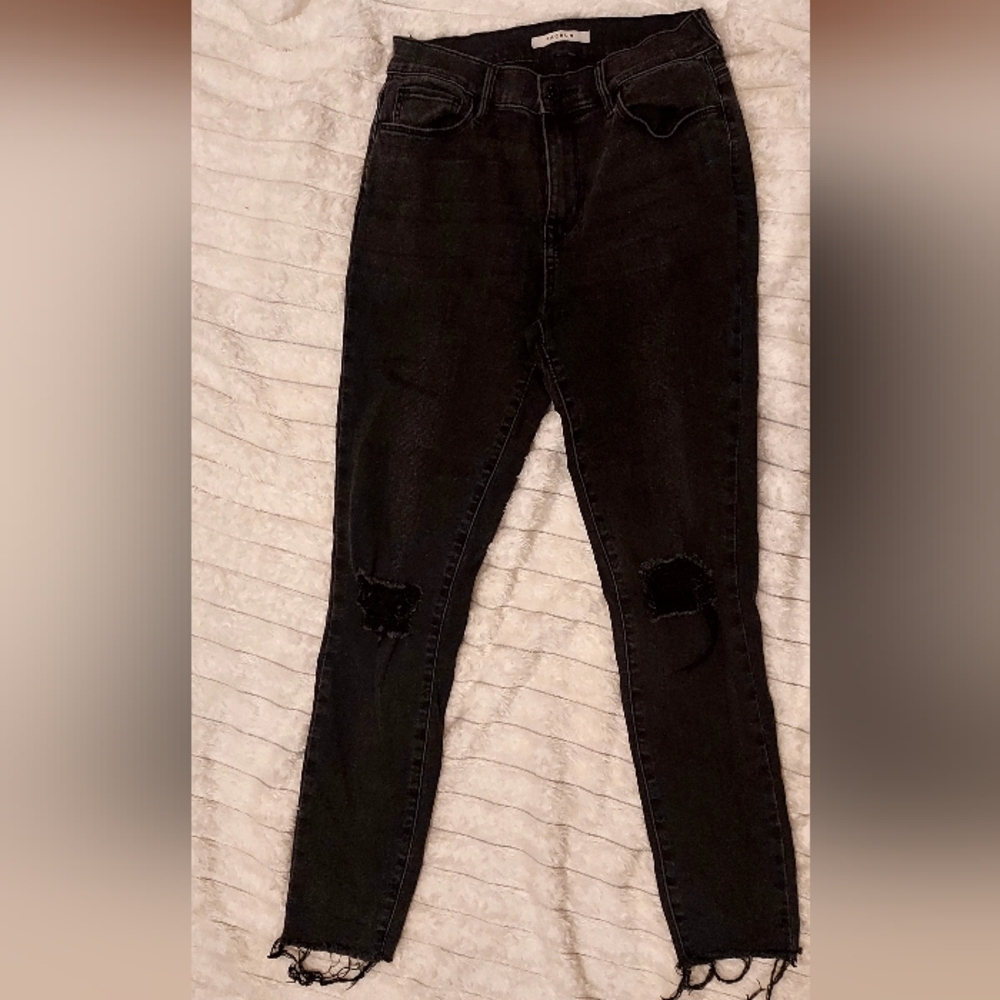 Pacsun Black Denim High Rise Cut Off Jegging - Picture 2 of 6